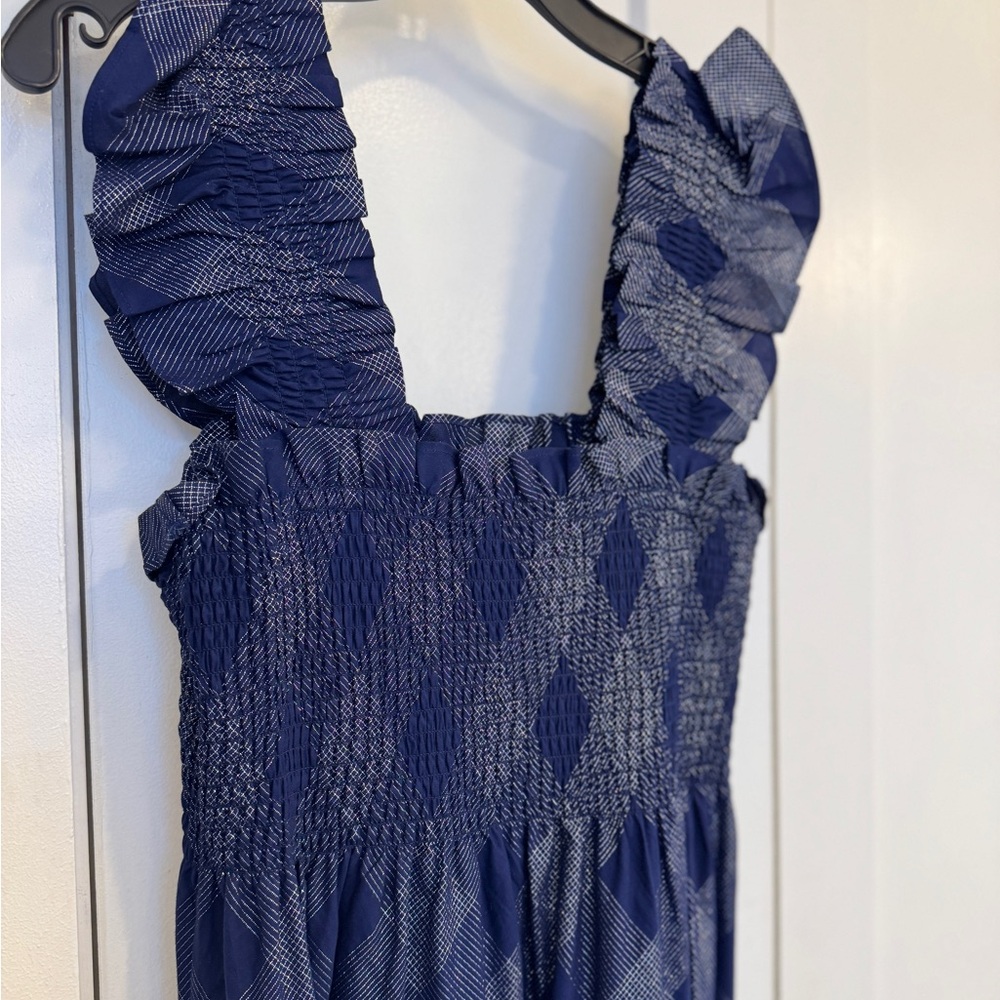 Hill House Ellie Nap Dress in Navy Glitter Check Size Small